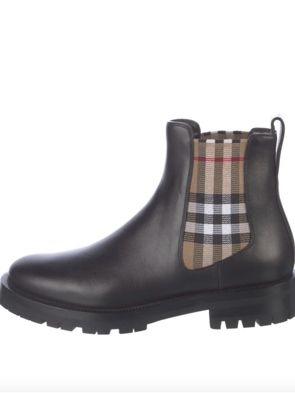 House Check Pattern Leather Chelsea Boots